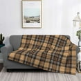 thumbnail image 2 of Disketp khaki coffee plaid Flannel Blankets - Thick and Warm Blanket for Winter, Soft Fuzzy Plush King Blanket for All Seasons-50"x40", 2 of 6