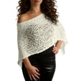 thumbnail image 5 of Fancifize Womens Sheer Poncho Tops Summer Off Shoulder Flounce Hem Mesh Shawl Beach Casual Cover Ups, 5 of 6