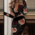 thumbnail image 4 of JINMGG 2026 Summer Dresses under $10.00 Women Women Long Dress Deep V Long Sleeve Dresses Fitted Print Evening Party Clubwear, 4 of 9