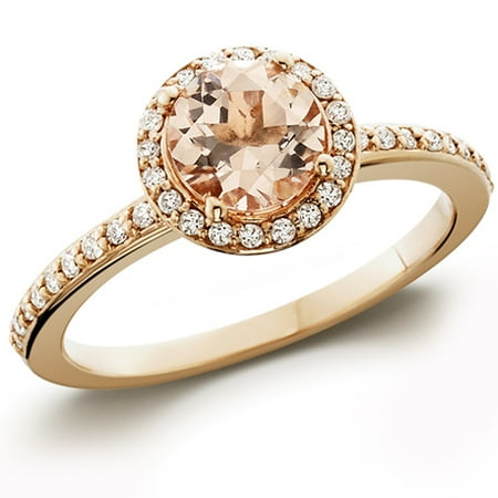 7\/8ct Morganite  Diamond Halo Engagement Ring 14K Rose Gold  Walmart.com