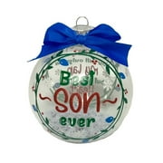 Holiday Time Son Blue and Clear Collectible Glass Ball Ornament