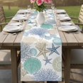 thumbnail image 4 of Marine Life Table Runner 90 Inches, Summer Coastal Nautical Coral Conch Seashells Bed Runner Dresser Scarves Tabletop for Indoor Outdoor Parties/Ceremony/Banquet, 13" x 90", 4 of 9