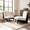 Black and White + Solid Wood, variant on Scott Living Moda Accent Chair Set of 2, Mid-Century Modern Arm Chair with Solid Walnut Frame and Plush Polyester Cushion for Living Room, Bedroom, Black and Gray