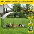 thumbnail image 5 of Large Metal Walk-in Chicken Coop, Run with Double-Door Design, Reinforced Triangular Support, Weatherproof Cover, Multi-Animal Habitat for Chickens, Ducks, Rabbits, 5 of 7