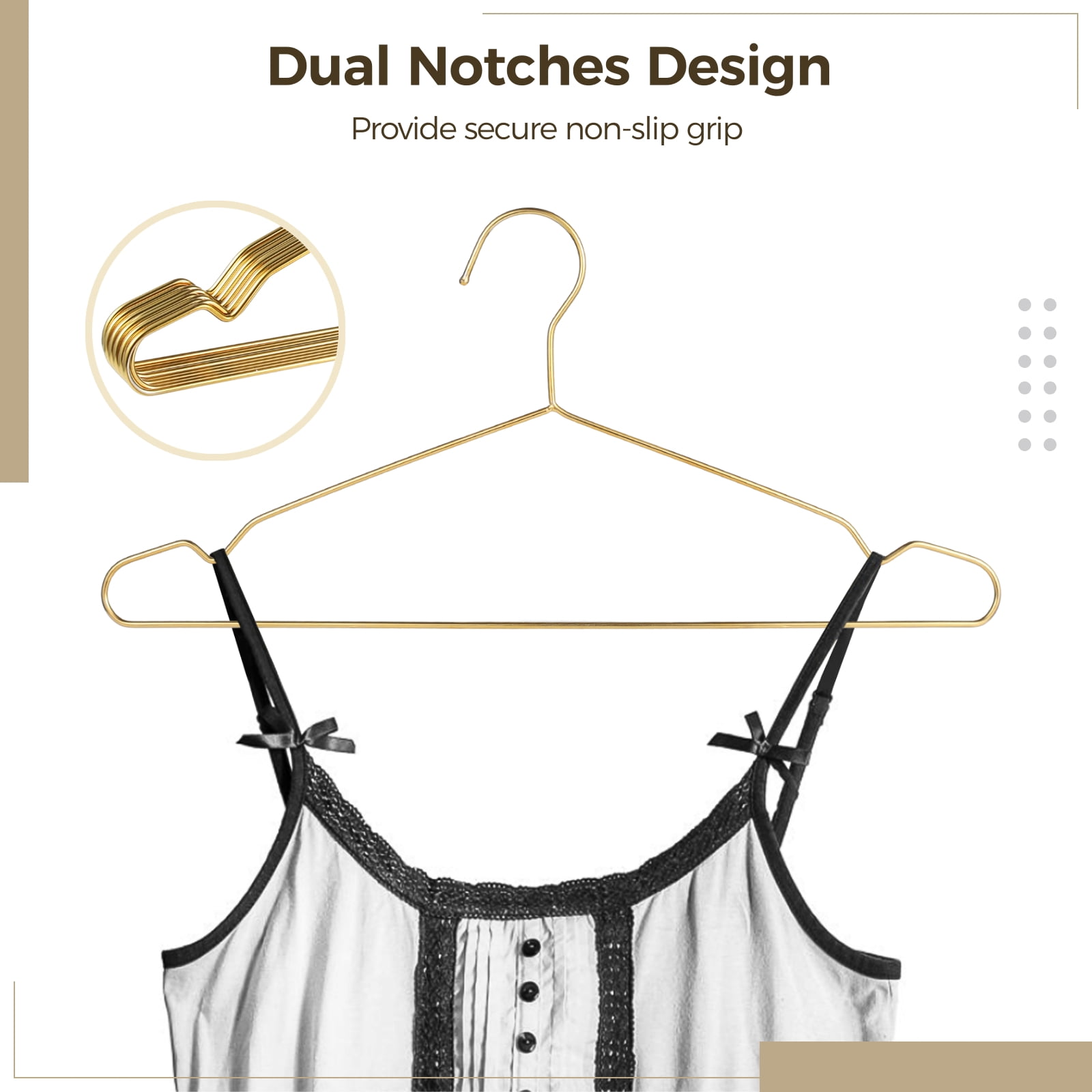 100Pcs Gold Metal Hangers for Clothes, Stainless Steel Wire Clothes Hangers, Heavy-Duty Hangers for Coat Suit Dress