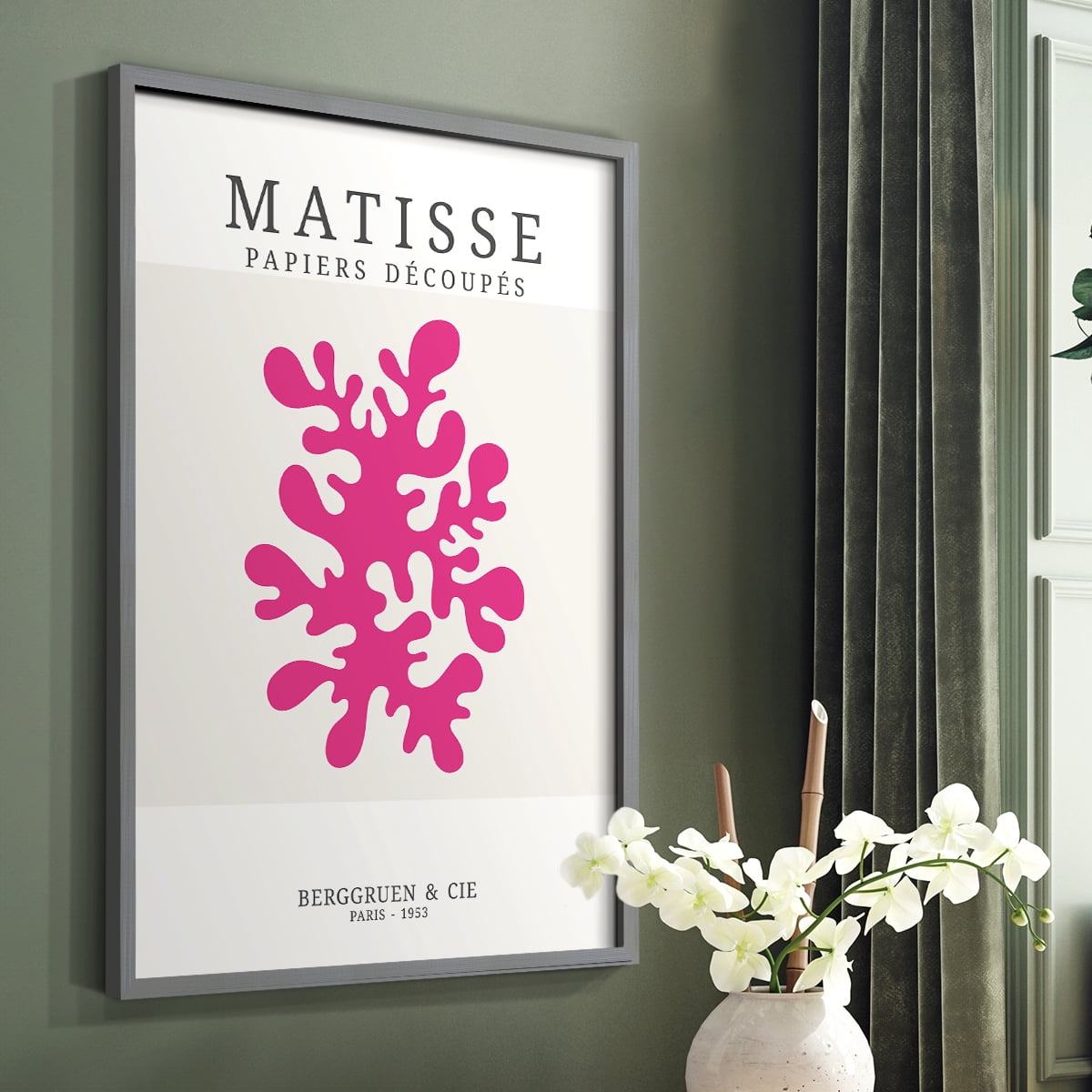 Matisse CDXXIX in Gray Solid Wood Framed Print No Nail Hanging