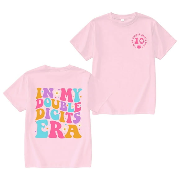 Girls Tops In My Double Digits Birthday Girl Shirt for 10 Year Old 10th Birthday Party Tee for Celebrations and Everyday Wear