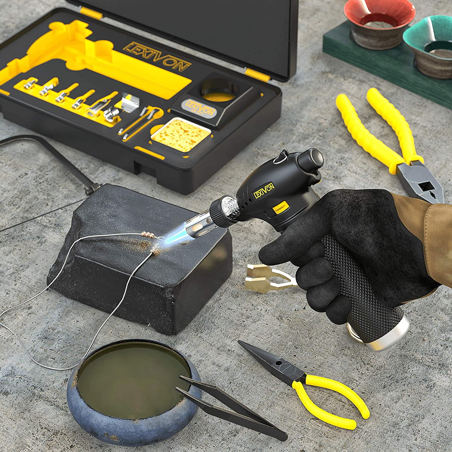LEXIVON Torch Multi Function Kit Premium Self Igniting Soldering