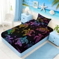 thumbnail image 5 of Manfei Rainbow Sea Turtle Twin Sheet Sets for Kids Boys and Girls, Marine Animal Print Bedding 3pcs, 1 Flat Sheet, 1 Fitted Sheet and 1 Pillowcase, 5 of 6
