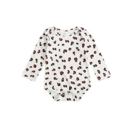 

Sunisery Newborn Infant Baby Girl Romper Long Sleeve Jumpsuit Leopard Print Clothes Autumn Spring Clothing White 18-24 Months
