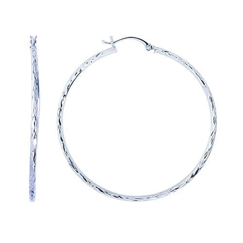 JewelStop 14K White Gold Hoop Earrings - 1x45mm, 2.1gr.