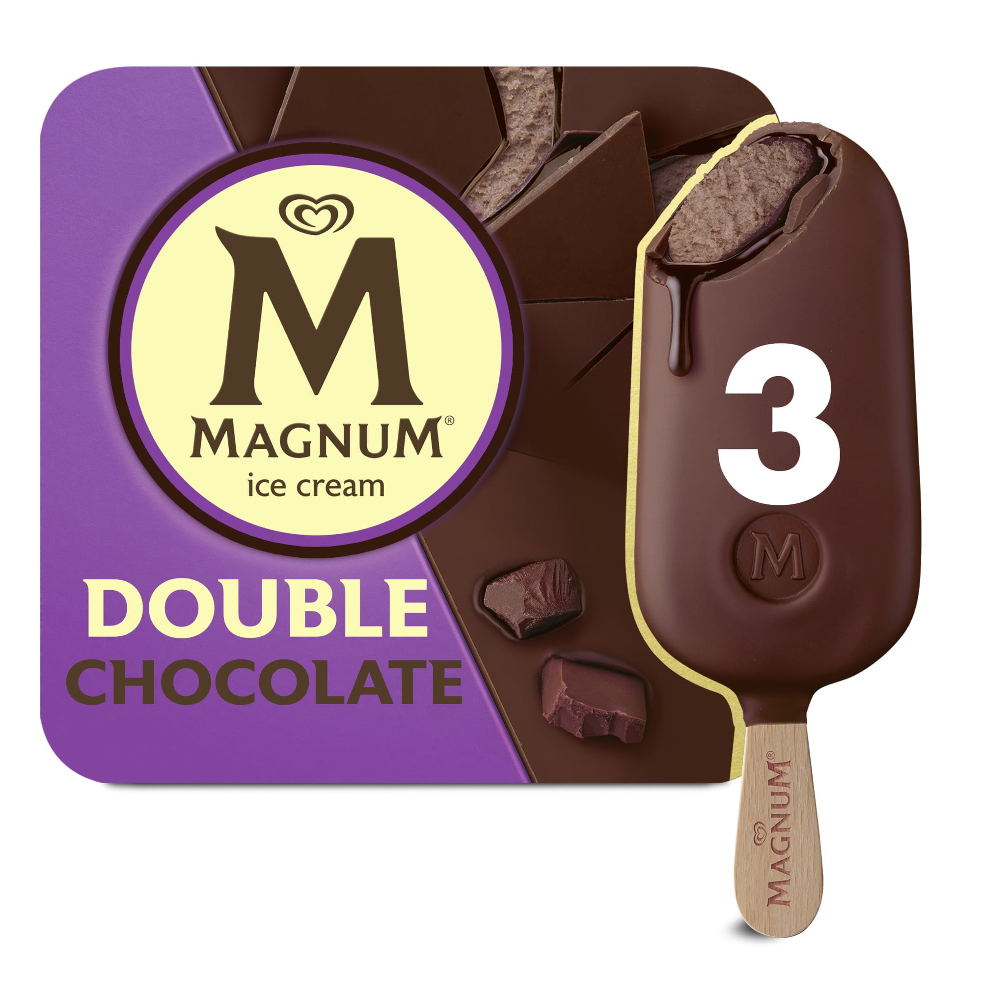 Magnum Double Chocolate Creamy Ice Cream Bars Kosher Milk, 3 Count