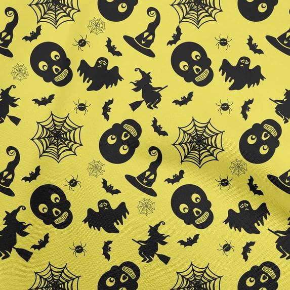 oneOone Cotton Poplin Mustard Yellow Fabric Halloween Craft Projects Decor Fabric Printed By The Yard 56 Inch Wide
