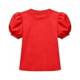 thumbnail image 6 of CYRBOKO Girls Summer T-Shirts, Cotton Puff Sleeve Pullover Casual Short Sleeve Tops Red Size 7-8 T, 6 of 6
