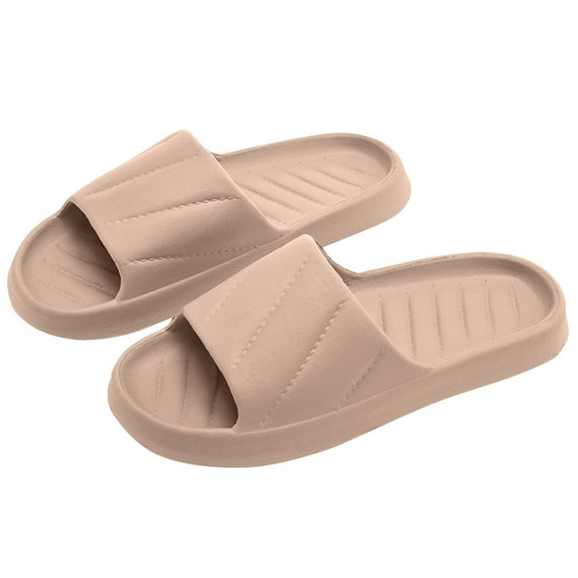 Mens and Womens Home Slippers Simplicity Solid Color Quick Drying Soft Sole Comfortable Non-Slip Indoor and Outdoor EVA Slippers Khaki-01