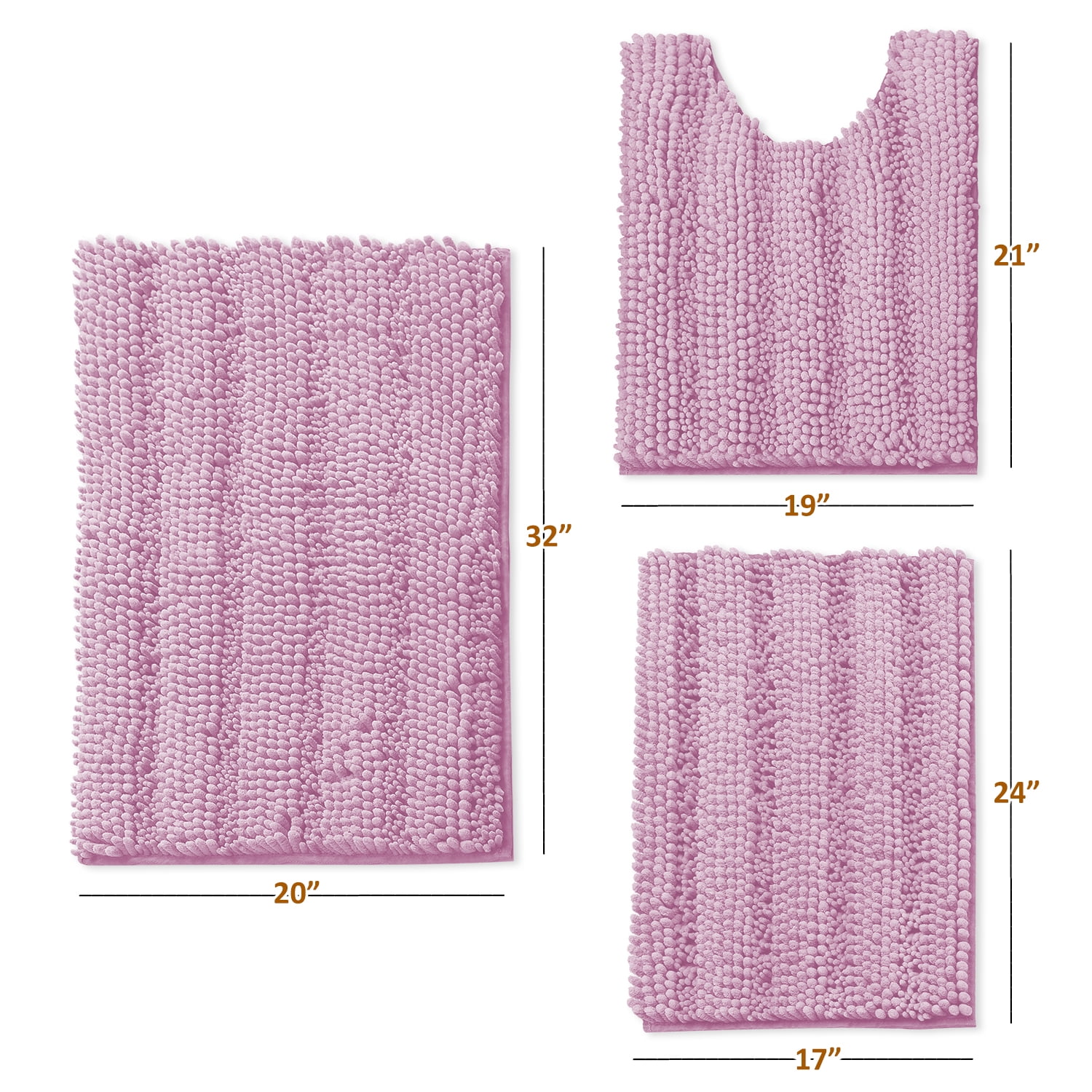 Clara Clark Super Soft Lilac Chenille Bath Rug, Waterproof and Non-Slip