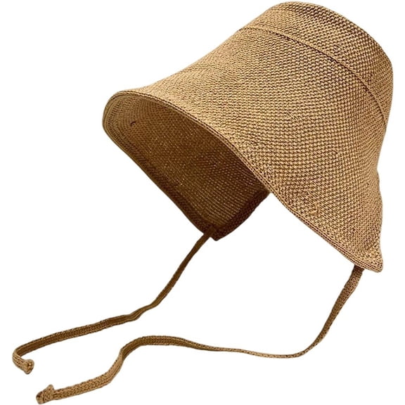 Pkhoxwe Foldable Cotton Linen Pioneer Bonnet, Vintage Tie Style Sun Bonnet for Women, Beach Vacation Wear