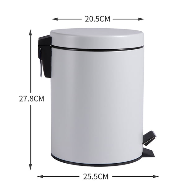Cubo de basura redondo negro mate con tapa, tipo pedal, para limpieza del hogar, cocina, sala de estar, hotel