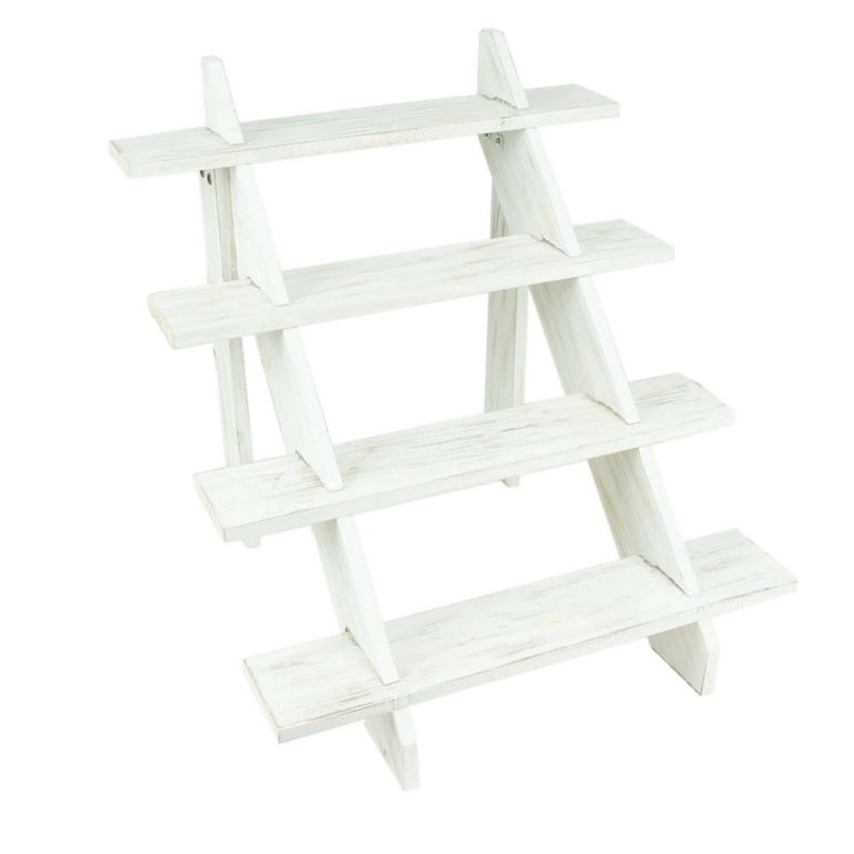 6 Step Rustic White Wash Wood Ladder Shelf 6 Step Rustic White Wash Wood Ladder Shelf