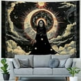 thumbnail image 4 of Orinice  Wizard Skull Tapestry Wall Hanging, Sun and Moon Tapestry Stars and Cloud Tapestry, black Chakra Tapestry, Solar Gothic Tarot Tapestry for Dorm Bedroom  40x30inch, 4 of 6