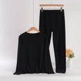 thumbnail image 2 of Htigea Long Johns Thermal Underwear Sets for Women Soft Comfy Base Layer Crew Neck Tops and Bottoms 2 Pieces Black XL, 2 of 3