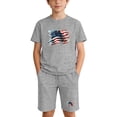 thumbnail image 2 of ITSAME 4th of July Girls Outfit Sets American Flag Print Cotton T-Shirt and Shorts Casual Clothes 2-Piece Gray Size 6, 2 of 9