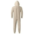 thumbnail image 7 of ZHOGXU Family Matching Pajamas Long Sleeve Solid Color Zipper Hooded Jumpsuits Comfortable Soft Holiday Festive Sleepwear Dad-Beige L, 7 of 7