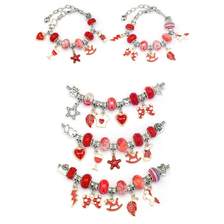Bracelet Charms for Jewelry Making, DIY Kit Set Cute Jewelry 3D Beads  Birthday Christmas Graduation Gift for Women Girls 