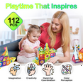 thumbnail image 2 of Contixo Magnetic Tiles, 3D Magnetic Blocks, STEM & Sensory Learning, Kids ages 3+, Includes Storage Bag, 112 PCS, 2 of 10