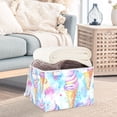 thumbnail image 3 of Yayeee Collapsible Cube Storage Bin with Lid Fabric Closet Decorative Basket with Handles, Watercolor Ice Cream Pattern, 3 of 7