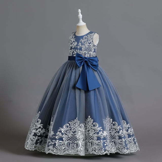 Ropa para niños, vestido para niños, vestido de princesa de encaje de malla, vestido de niña de las flores con actuación de piano