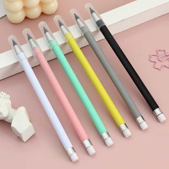 PAMINGONO 6Pcs Eraser Pencil for Teenagers Writing and Drawing Cylindrical Black