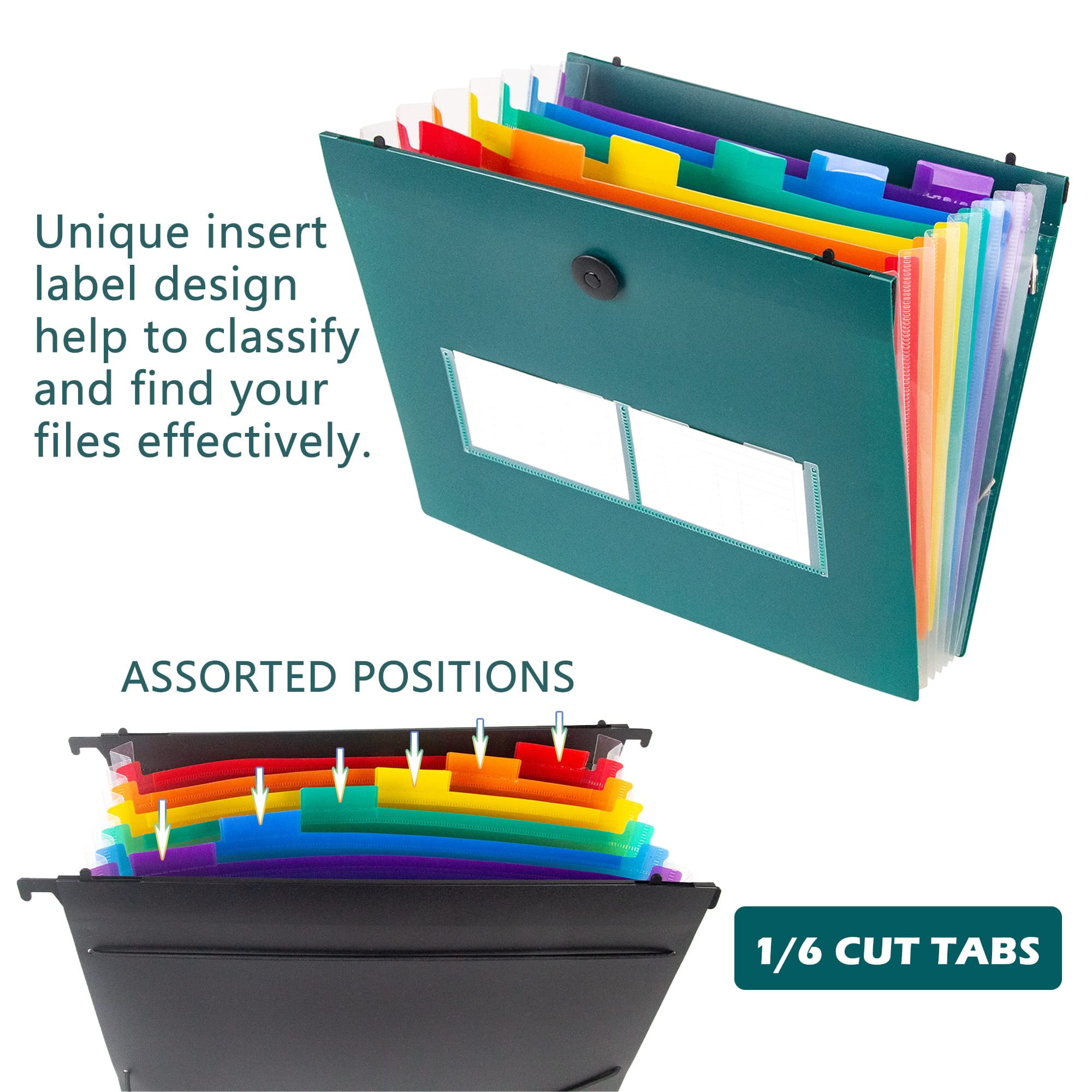 3 Pack Expanding Hanging File Folders, 7 Pockets Accordian File Organizer for Document Bill, Large Capacity, Multi-Color Tabs, Letter Size for Filing Cabinet