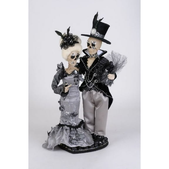Karen Didion Lighted Gray Skeleton Couple Figurine