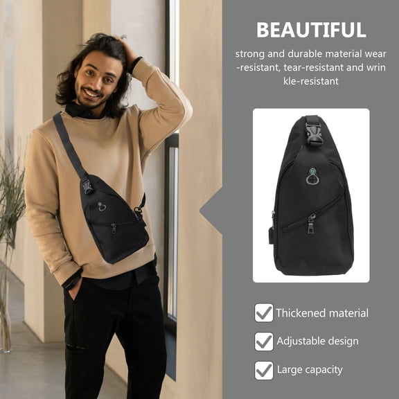 Mobestech Lightweight Black Chest Bag for Men Anti Theft Crossbody Sling with Multiple Pockets