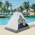 thumbnail image 2 of Outdoor Sunbed with Colorful Pillows, 90.5" Wicker Patio Daybed with Cushions, Tent Shape, 2 of 11