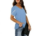 thumbnail image 3 of Womens V Neck T Shirts Summer Petal Short Sleeve Casual Tops, 3 of 4