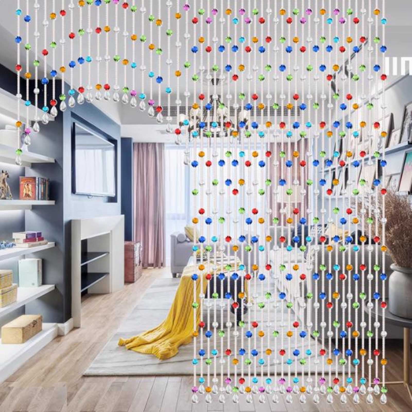 Crystal Bead Curtain for Room Separation and Decoration,25 Strands Door Curtain Room Divider for Window Bedroom Patio Door Indoor Curtain