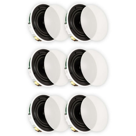 Theater Solutions TSQ670 Flush Mount 70 Volt Speakers with 6.5" Woofers In Ceiling 3 Pair Pack