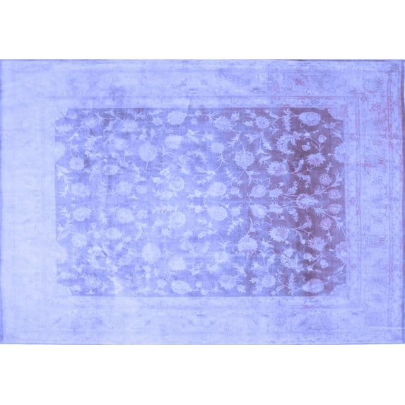 Ahgly Company Machine Washable Indoor Rectangle Persian Blue Traditional Area Rugs, 5' x 7'