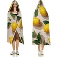 thumbnail image 3 of Lemon Pattern Hooded Blanket Soft Arctic Velvet Blanket Hoodie Wearable Blankets All Season Blankets for Bed, 3 of 6