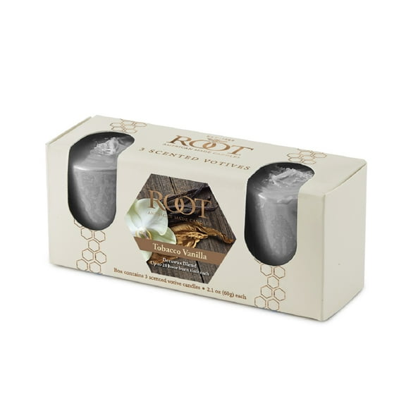 ROOT Candles Scented 20 Hr. Votive, Tobacco Vanilla, box of 3 ea