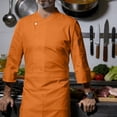 thumbnail image 2 of Nokdvo Chef's Jacket Men Fashion Button Closure Breathable Long Sleeve Work Jacket Spring Summer Baggy Uniform Pockets,Saffron 3XL, 2 of 4