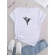 thumbnail image 2 of Camiseta de mujer de verano con Cuello Redondo1pc Women'S Casual Polyester T-Shirt with Abstract Hummingbird Print, Round Neck, Short Sleeve, Comfortable Knit Fabric, Fashionable Animal Pattern Top, 2 of 7