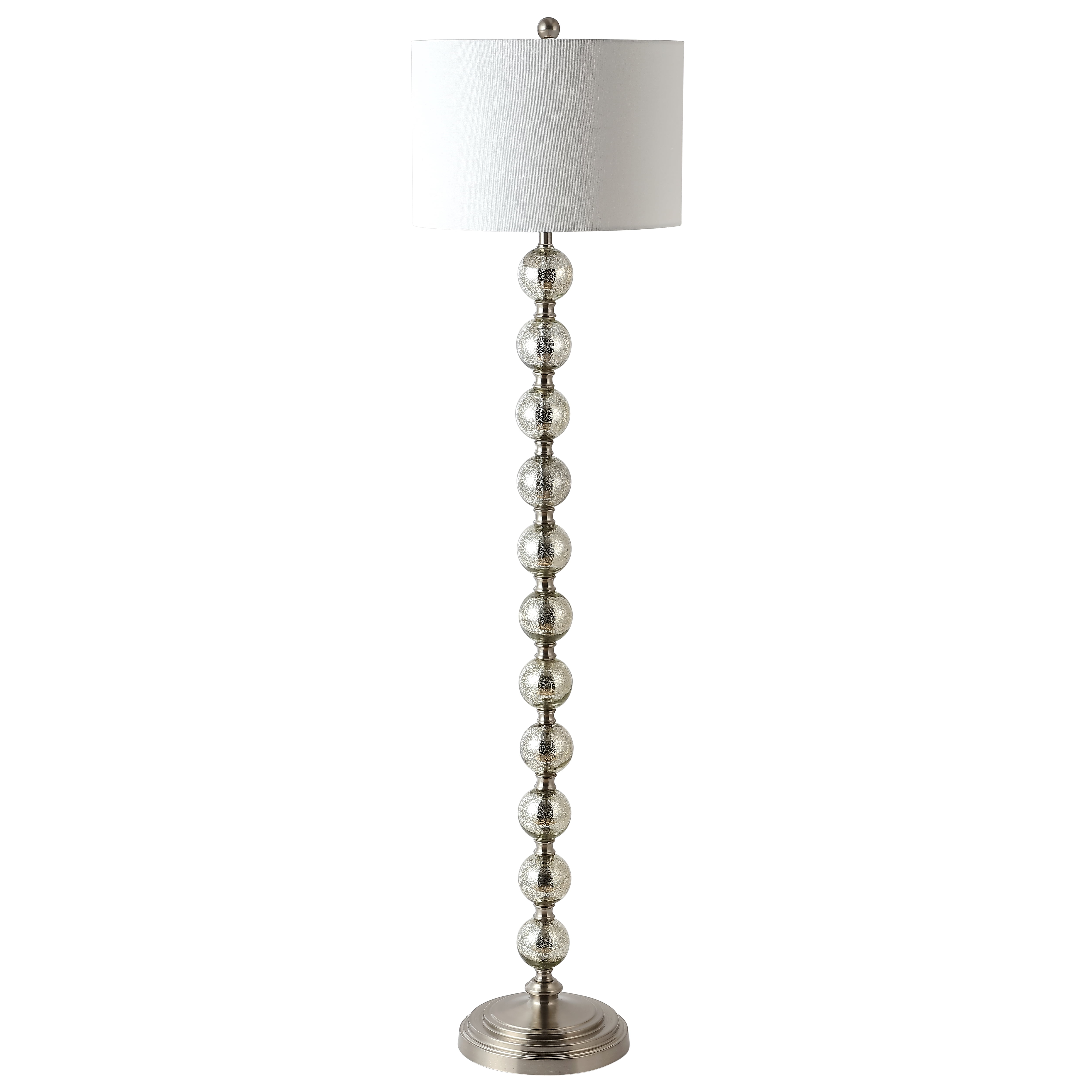 SAFAVIEH Cace 60 in. H Beaded Glam Floor Lamp, Nickel/Ivory