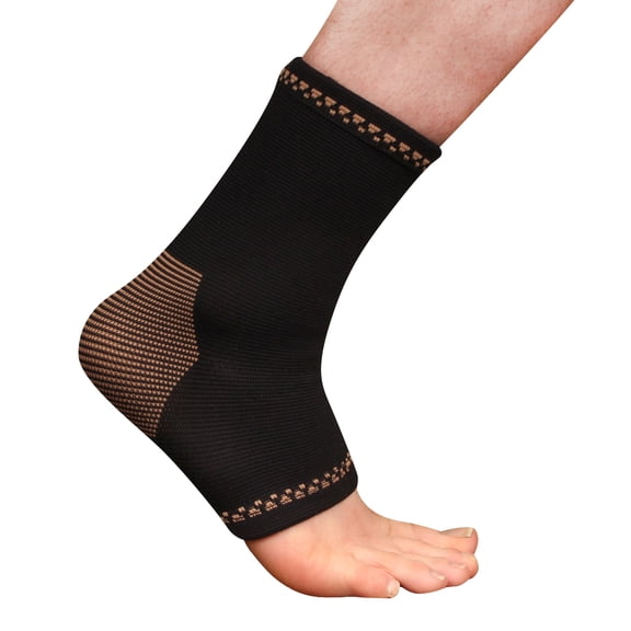 Copper Compression Ankle Sleeve - Black - Small/Medium - 2 Units
