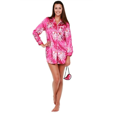 

Alexander Del Rossa Womens Sleepshirt Flower Clusters on Pink Medium
