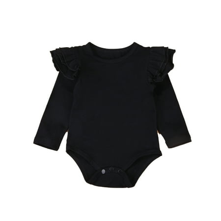 

One Opening Newborn Baby Girl Ruffle Long Sleeve Romper Bodysuit Jumpsuit