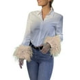 thumbnail image 1 of Blusa de manga larga con cuello vuelto y botones para mujer, de estilo informal y holgado, ideal para ocasiones informales o para la playa, 1 of 8