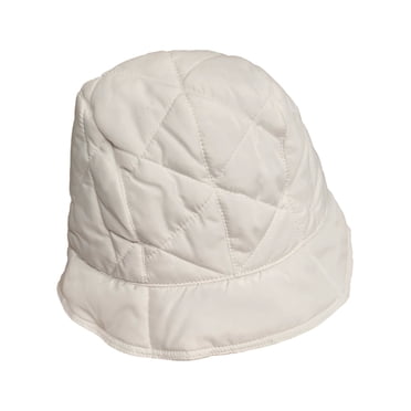 Womens White Quilted Bucket Cap Hat